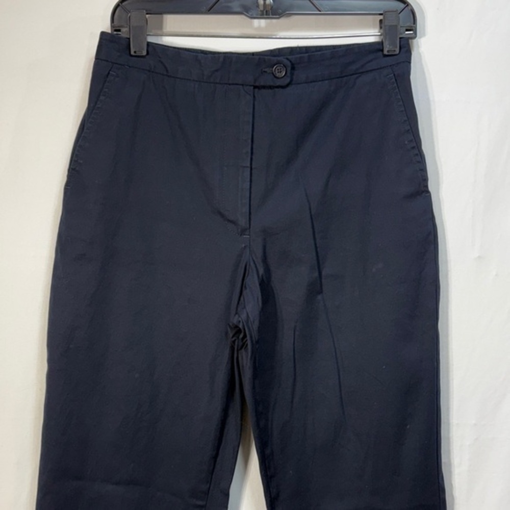 🧳 Faconnable navy cotton Straight Leg flat front Trousers